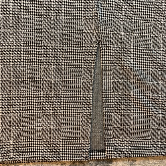 black and white plaid checked pencil skirt M - Picture 4 of 6